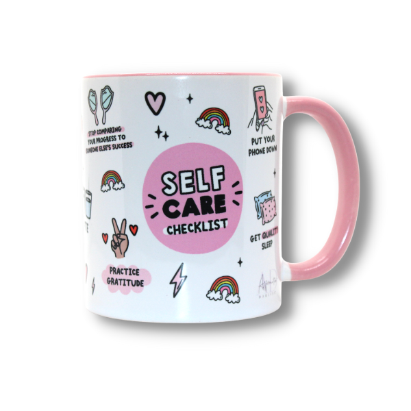 AFFIRMATION DARLING Self-Care Checklist Mug left side of mug