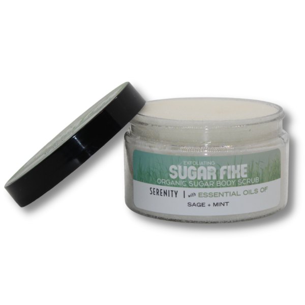 COUNTRY BATH HOUSE Sugar Fixe Serenity Body Scrub lid off jar